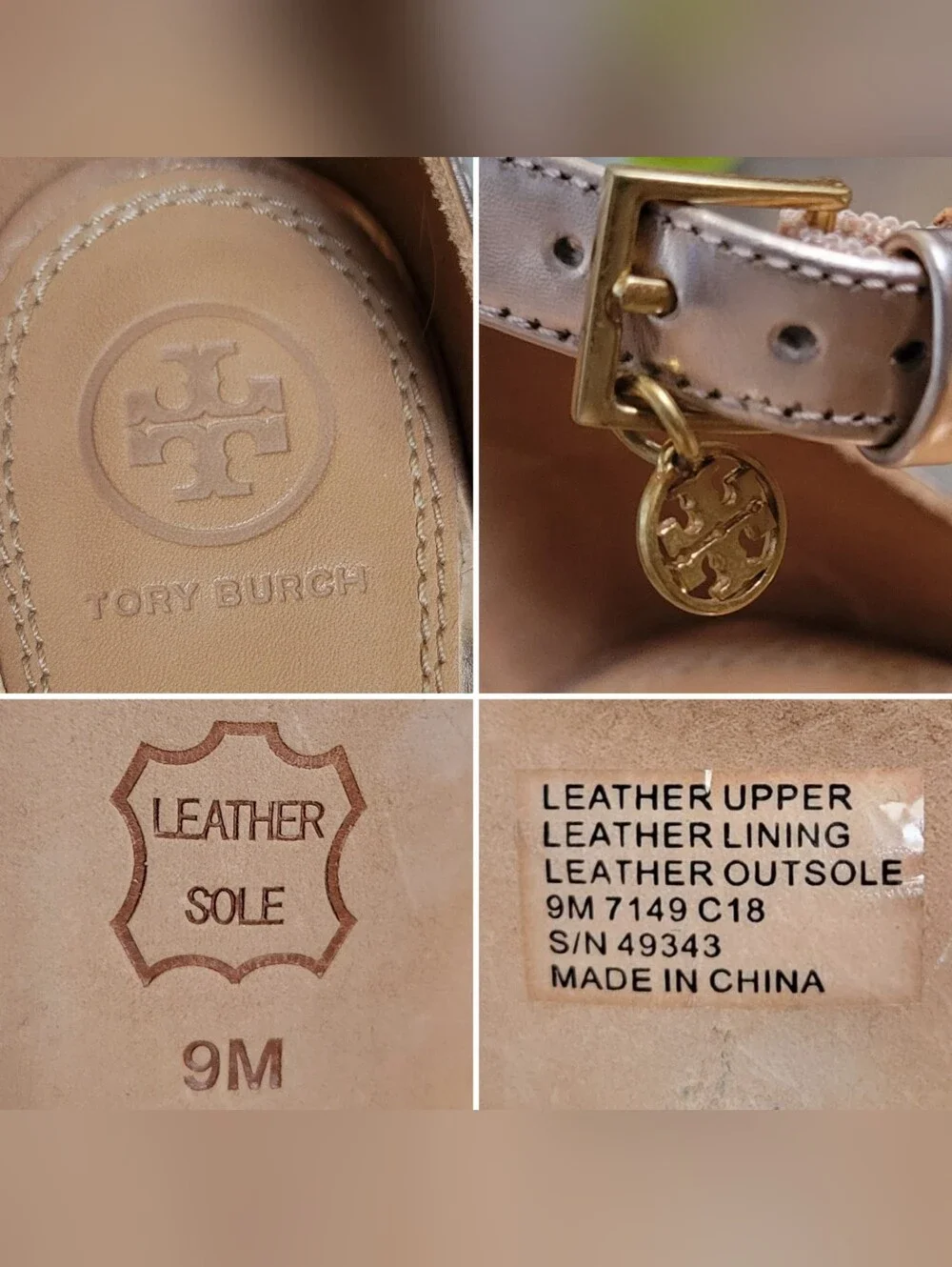Tory Burch Ellie Ankle-Strap Sandle Heel 85mm Mirror Metallic Spark Rose Gold, 9
